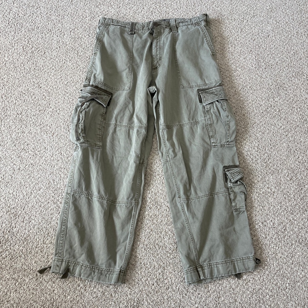 Abercrombie & Fitch Men's Pants Ultra Baggy Cargo Utility Casual 36x32 Green